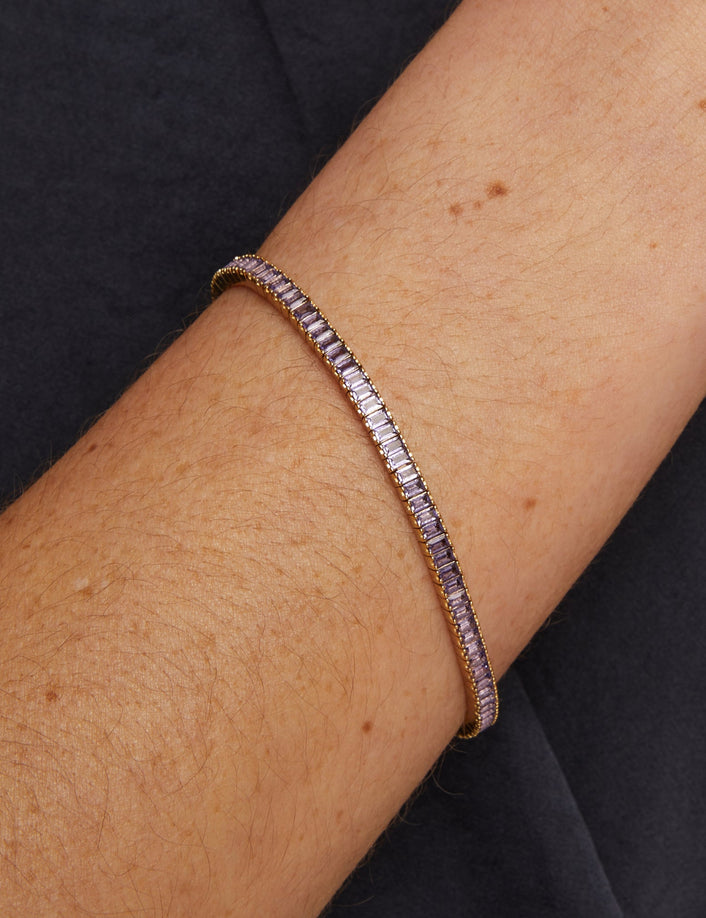 Lab Grown Amethyst Baguette Tennis Bracelet