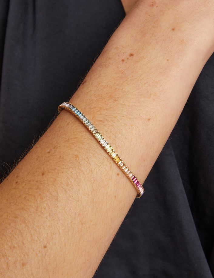 Ombré Rainbow Baguette Tennis Bracelet