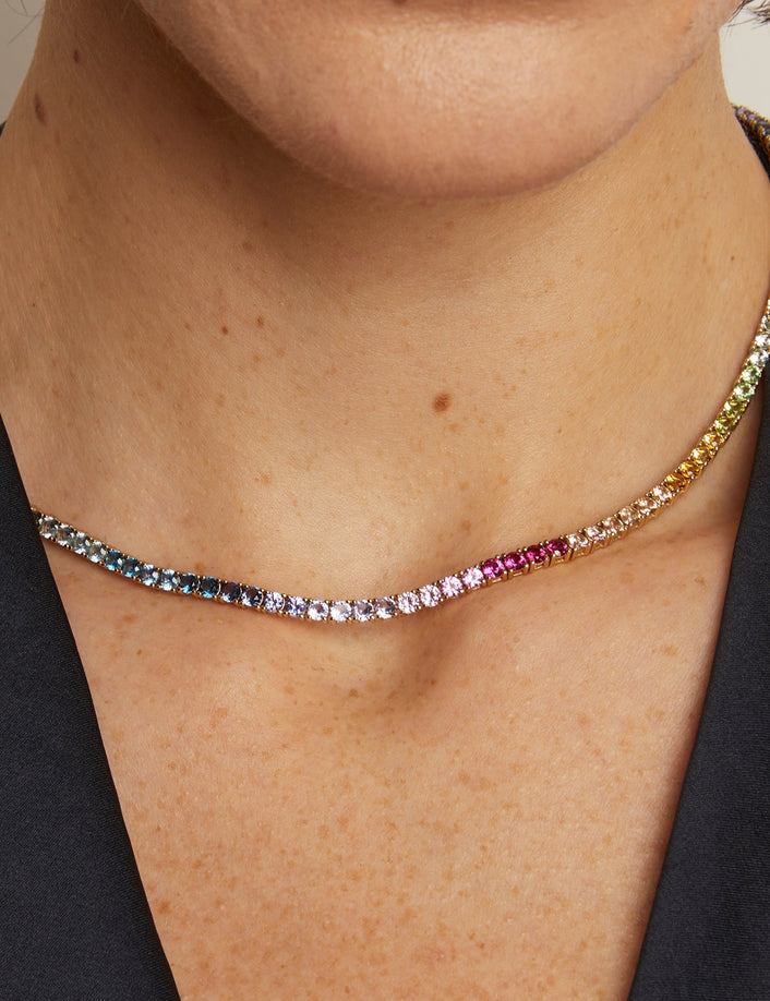 Ombré Rainbow Tennis Necklace