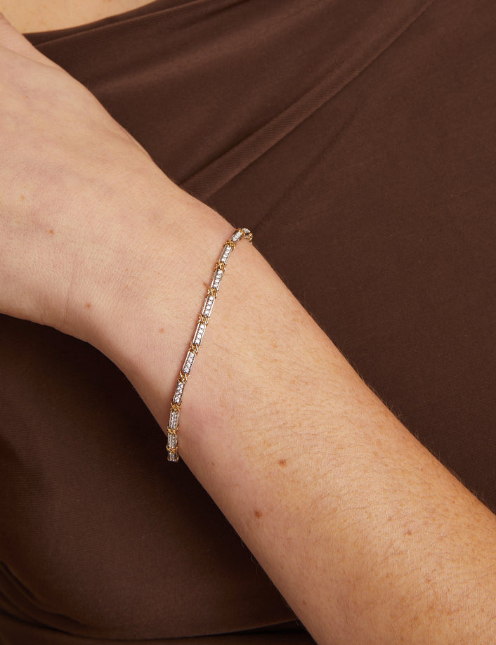 Mini Lab Grown White Sapphire X Tennis Bracelet