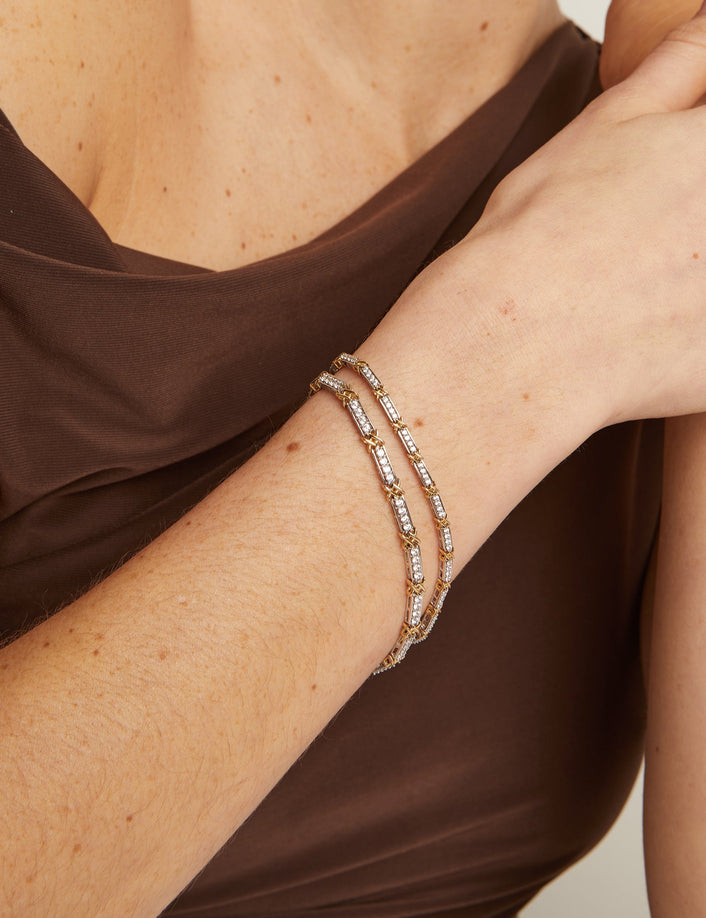 Lab Grown White Sapphire X Tennis Bracelet