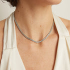 Lab Grown Blue Tourmaline Baguette Tennis Necklace