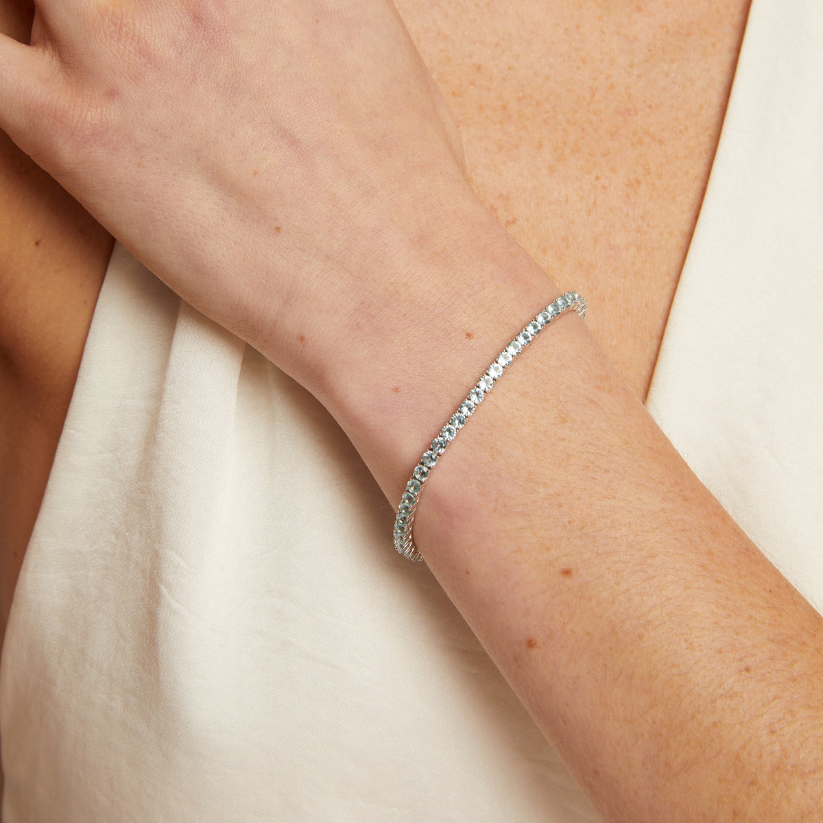 Lab Grown Blue Tourmaline Tennis Bracelet