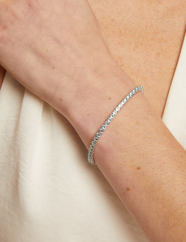 Lab Grown Blue Tourmaline Tennis Bracelet