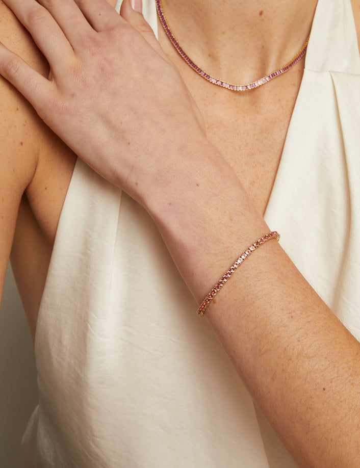 Lab Grown Sunstone Tennis Bracelet