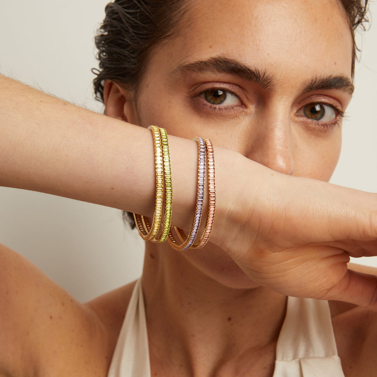 Lab Grown Citrine Baguette Tennis Bracelet