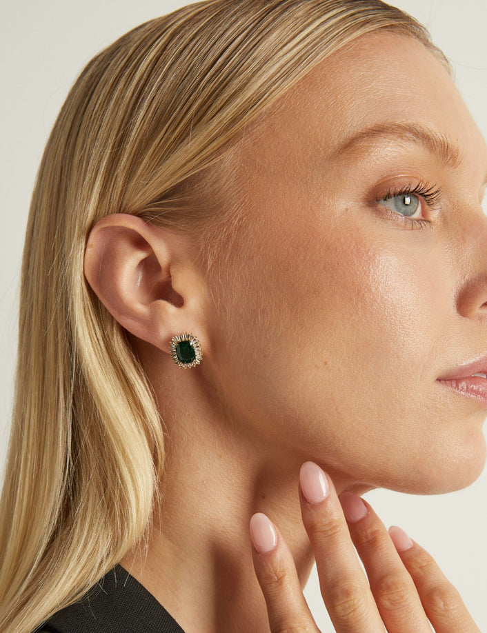 Lab Grown Green Emerald Alexandra Earrings