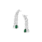 Lab Grown White Sapphire Waterfall Earrings with Emerald