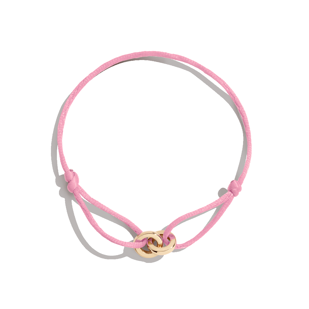 First. GIF of different colors of a cord necklace with gold interlocking clasp