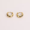 Video of gold hoop earrings on white background.