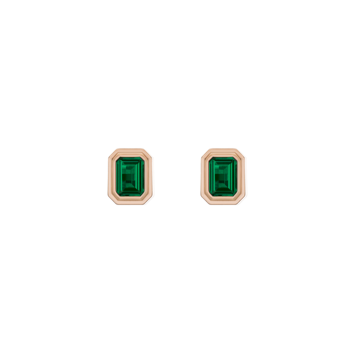Emerald Heirloom Stud Earrings Vermeil 14k 18k Rose Gold Pair First