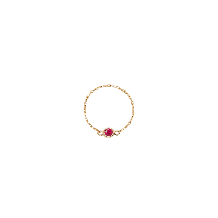 Birthstone Bezel Ring (Ruby) Yellow Gold 14K 18K First