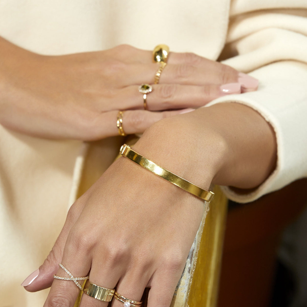 Classic Gold Hinged Bracelet