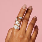 Pavé Emerald-Cut Halo Diamond Ring
