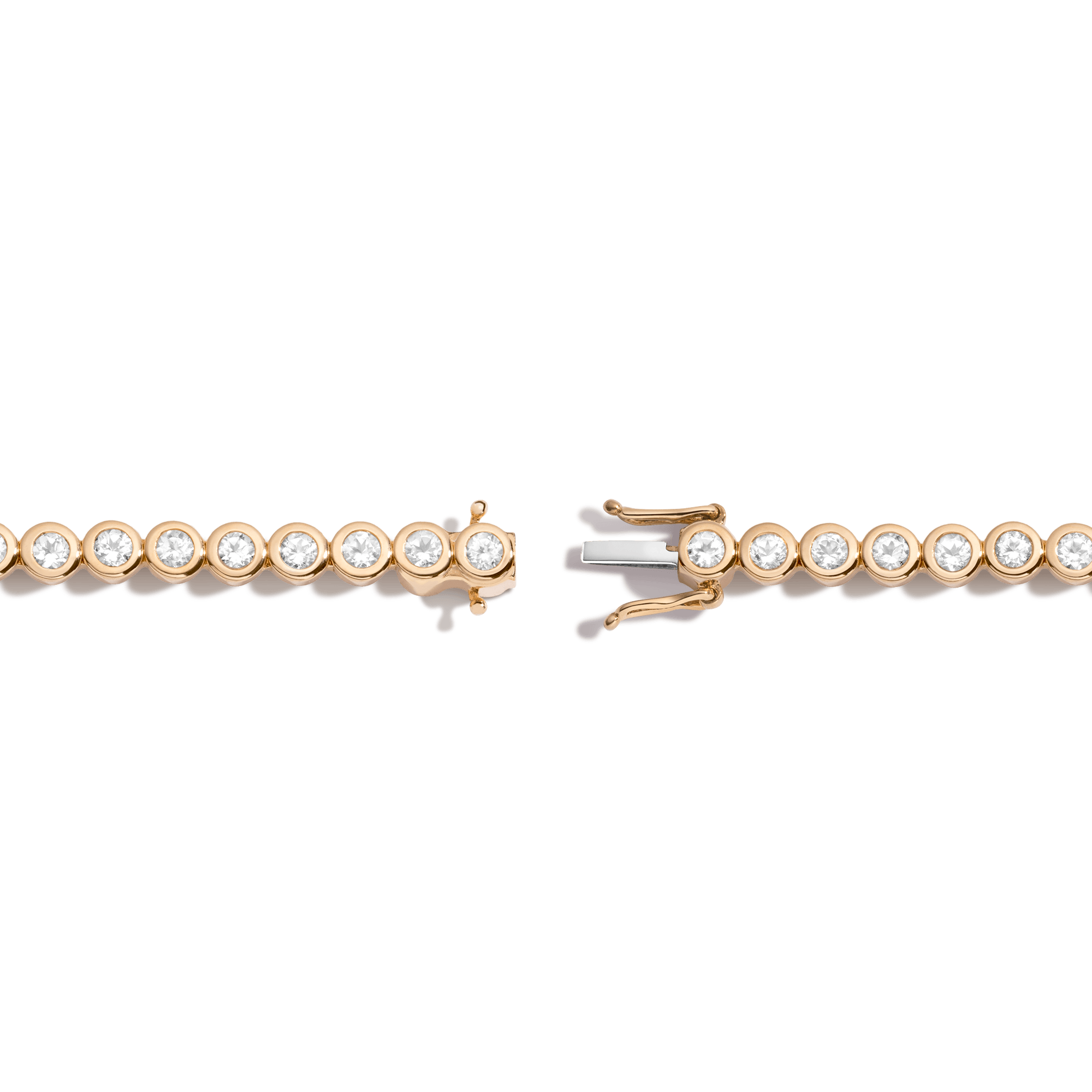 Diamond Bezel Tennis Bracelet in Yellow, Rose or White Gold