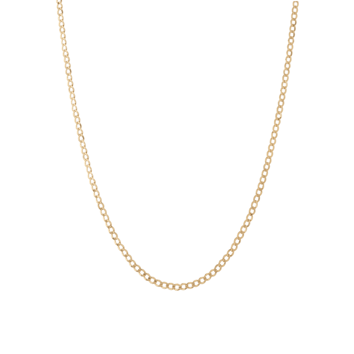 Medium Gold Curb Chain Necklace Vermeil 14K Yellow Gold 18in 22in First