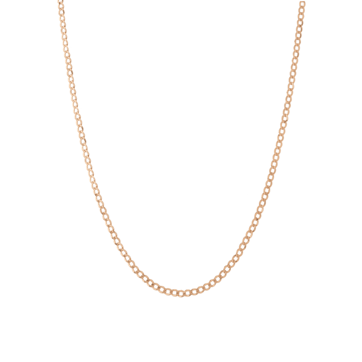 Medium Gold Curb Chain Necklace Vermeil 14K Rose Gold 18in 22in First