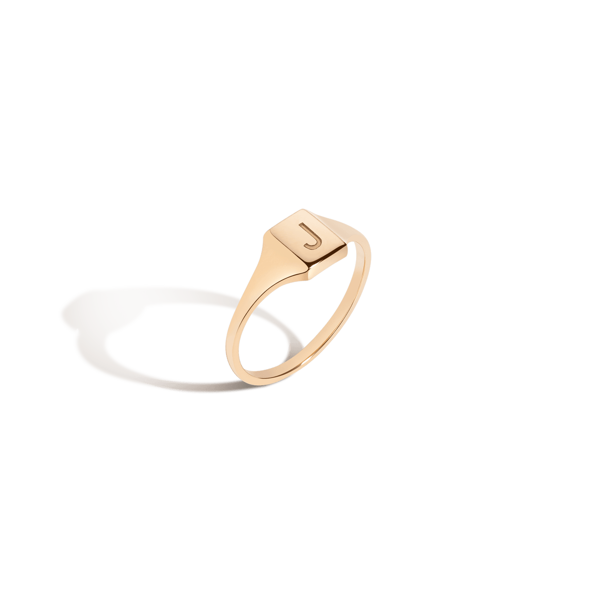 Raised Monogrammed Signet Ring for Women | deBebians 18K Yellow Gold