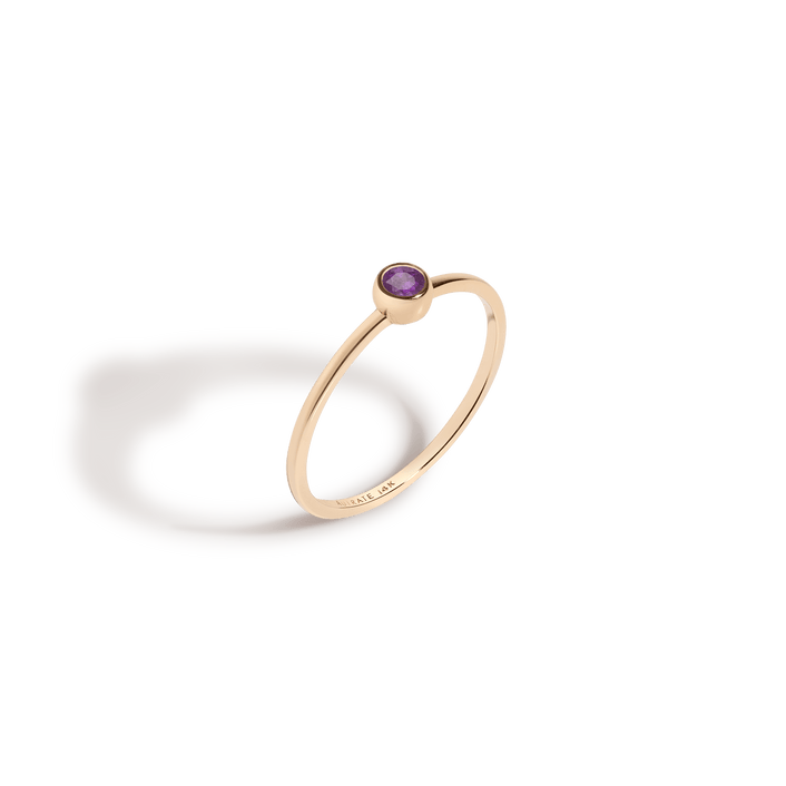 Birthstone Ring (Amethyst) Yellow Gold 14K 18K First