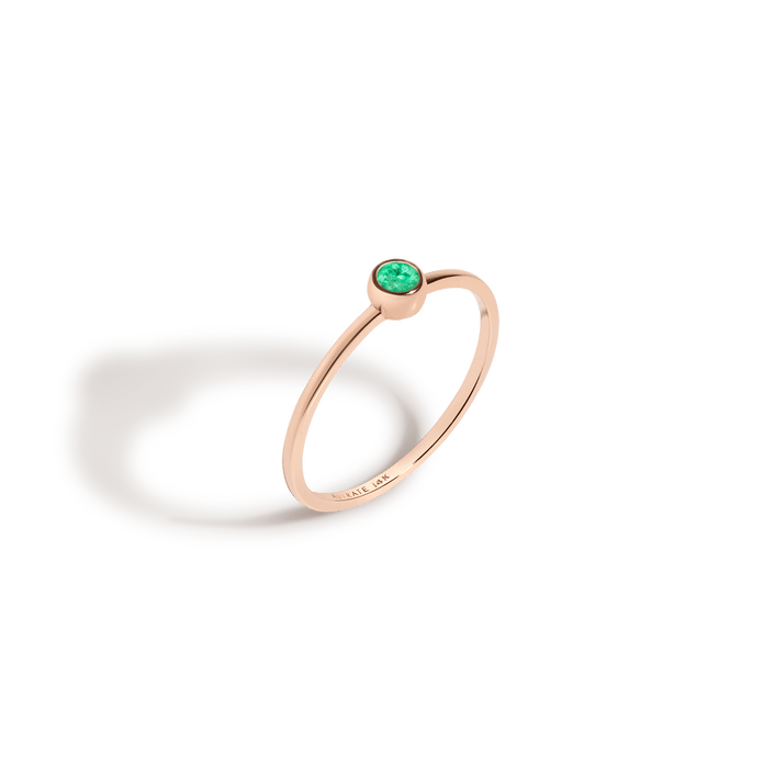 Birthstone Ring (Emerald) Rose Gold 14K 18K First