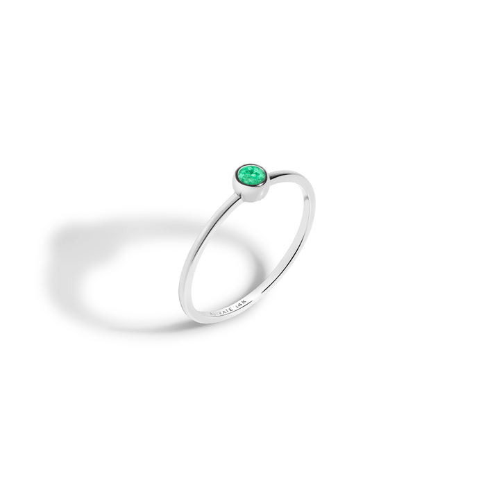 Birthstone Ring (Emerald) White Gold 14K 18K First