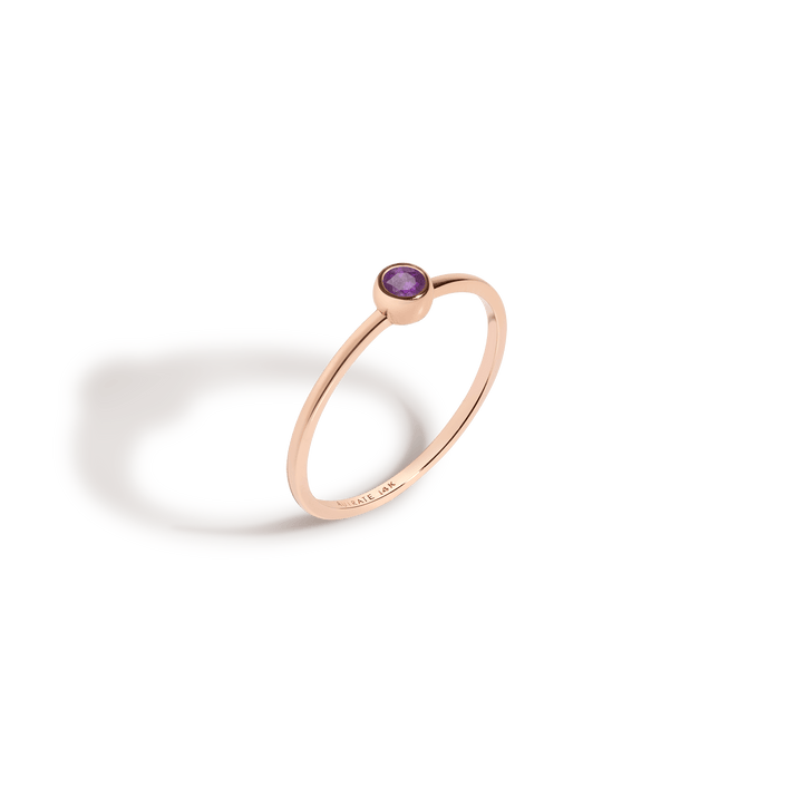 Birthstone Ring (Amethyst) Rose Gold 14K 18K First