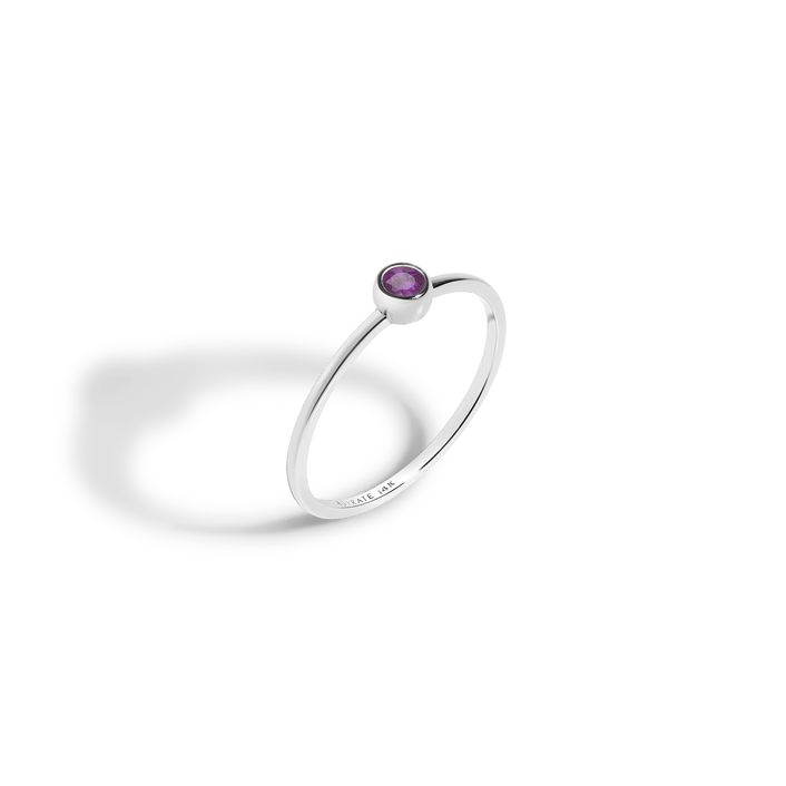 Birthstone Ring (Amethyst) White Gold 14K 18K First