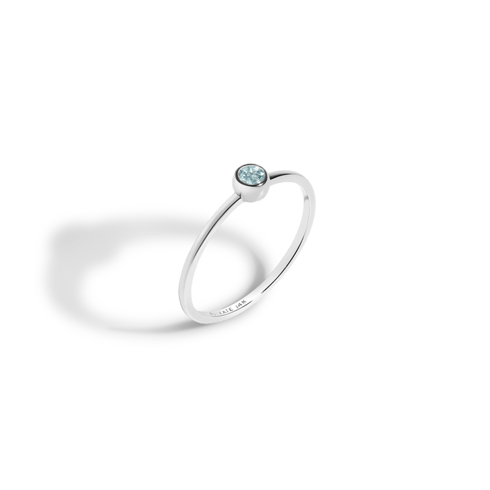Birthstone Ring (Aquamarine) White Gold 14K 18K First