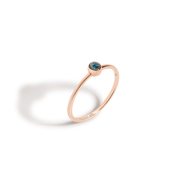 Birthstone Ring (London Blue Topaz) Rose Gold 14K 18K First