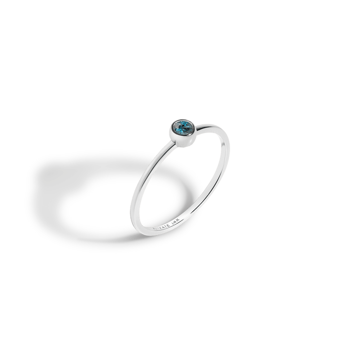 Birthstone Ring (London Blue Topaz) White Gold 14K 18K First