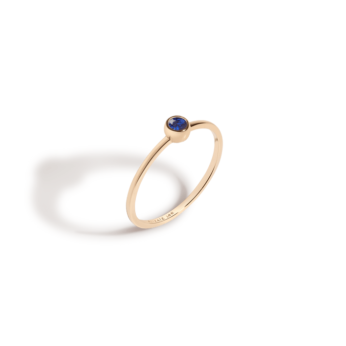 Birthstone Ring (Blue Sapphire) Yellow Gold 14K 18K First