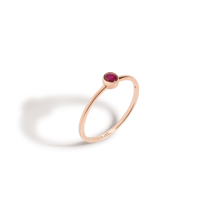 Birthstone Ring (Ruby) Rose Gold 14K 18K First