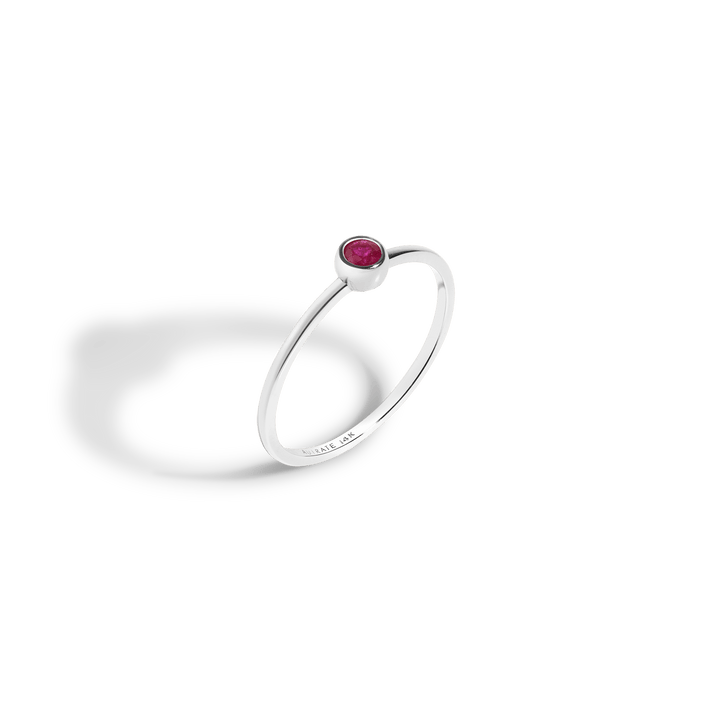 Birthstone Ring (Ruby) White Gold 14K 18K First