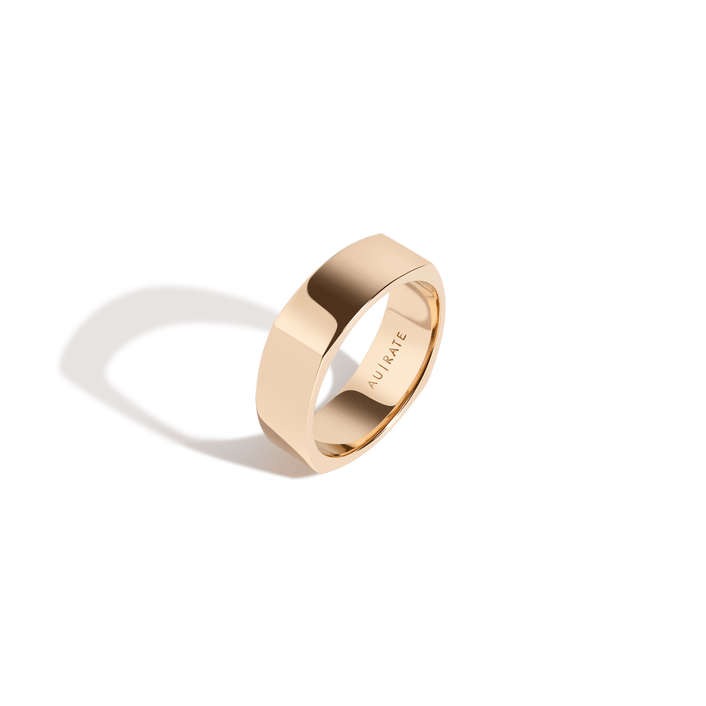 Geometric Square Band Yellow Gold 14k 18k Front First