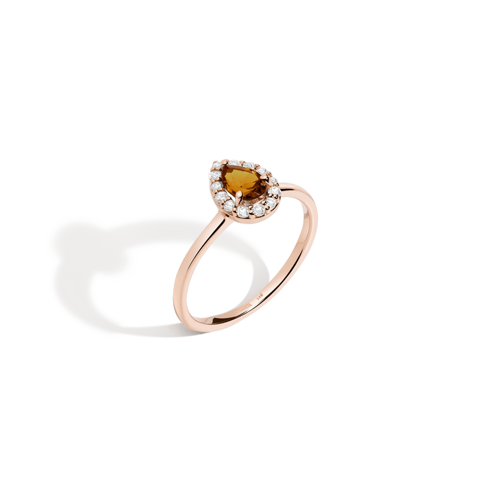 Vintage Pear Cut Ring - Citrine Vermeil 14K 18K Rose Gold First