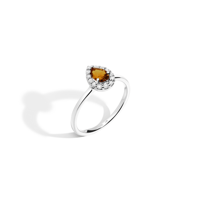 Vintage Pear Cut Ring - Citrine Vermeil 14K 18K White Gold First