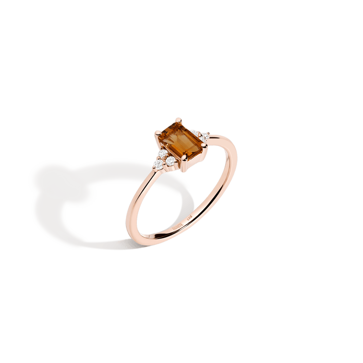 Vintage-Inspired Emerald Cut Ring - Citrine Vermeil 14K 18K Rose Gold First