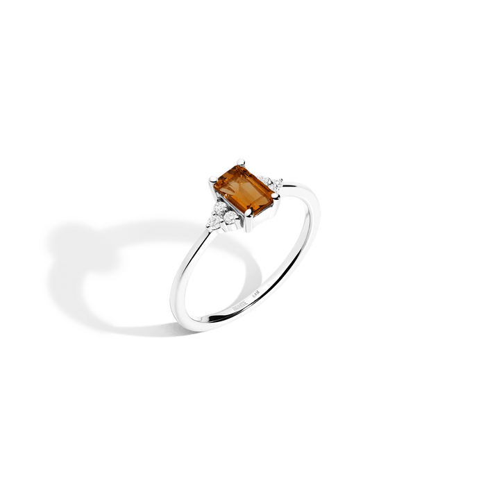 Vintage-Inspired Emerald Cut Ring - Citrine Vermeil 14K 18K White Gold First
