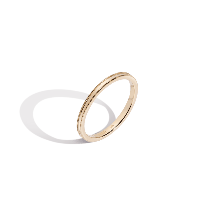 Gold Deco Milgrain Stackable Ring