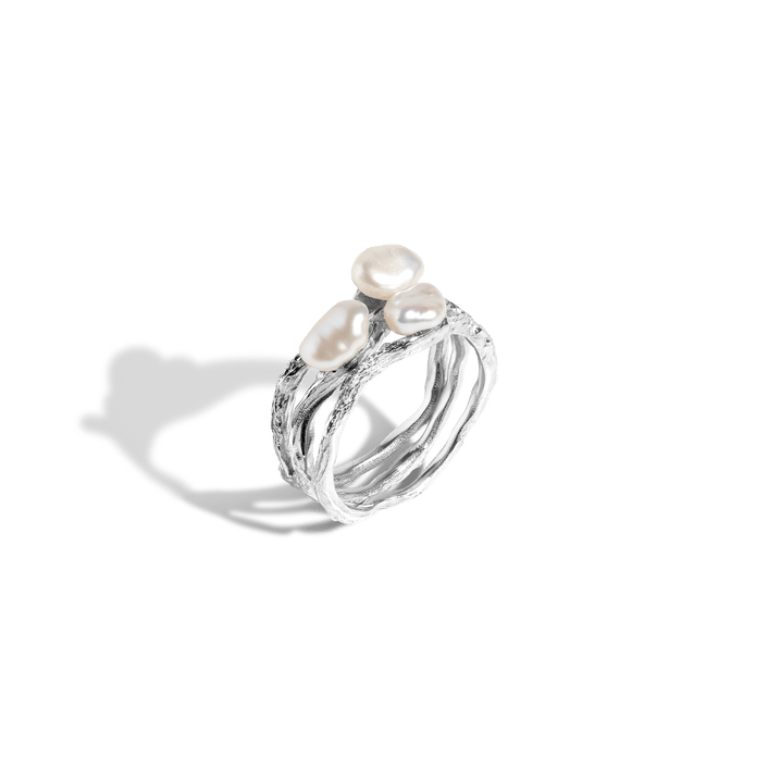 Venus Organic Pearl Tri Gold Ring Vermeil White Gold First