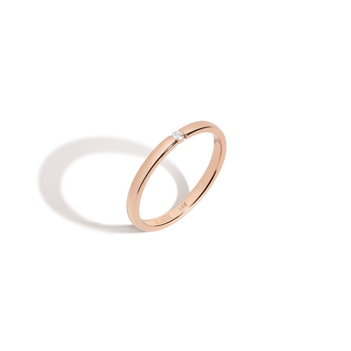 Thin Diamond Inlay Ring Rose Gold Vermeil Rose Gold 14K Rose Gold 18K First