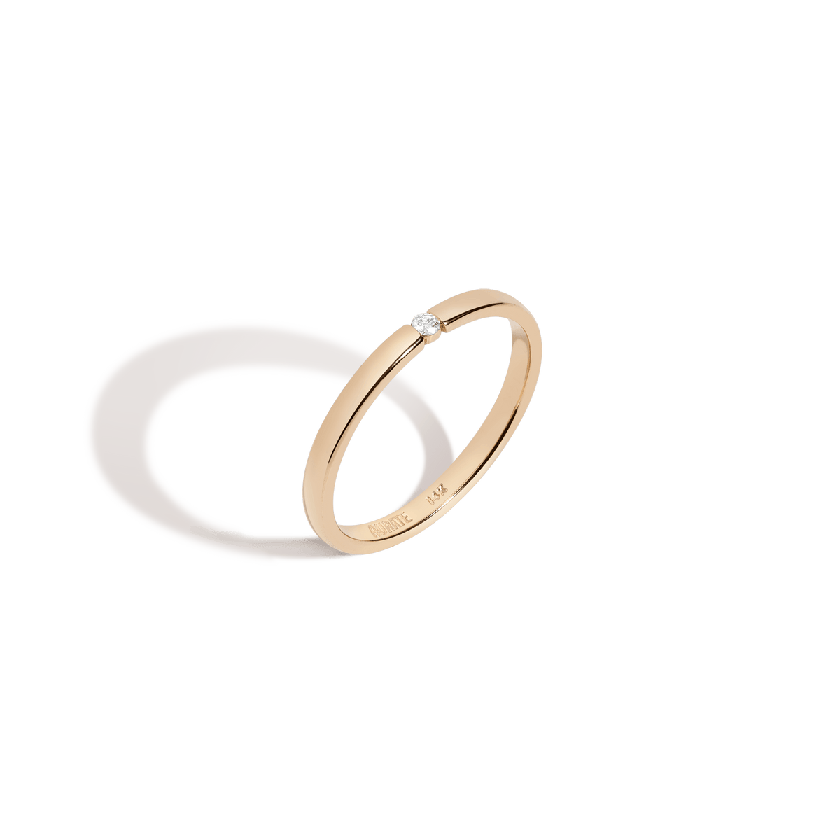 Thin Diamond Inlay Ring Yellow Gold Vermeil Yellow Gold 14K Yellow Gold 18K First