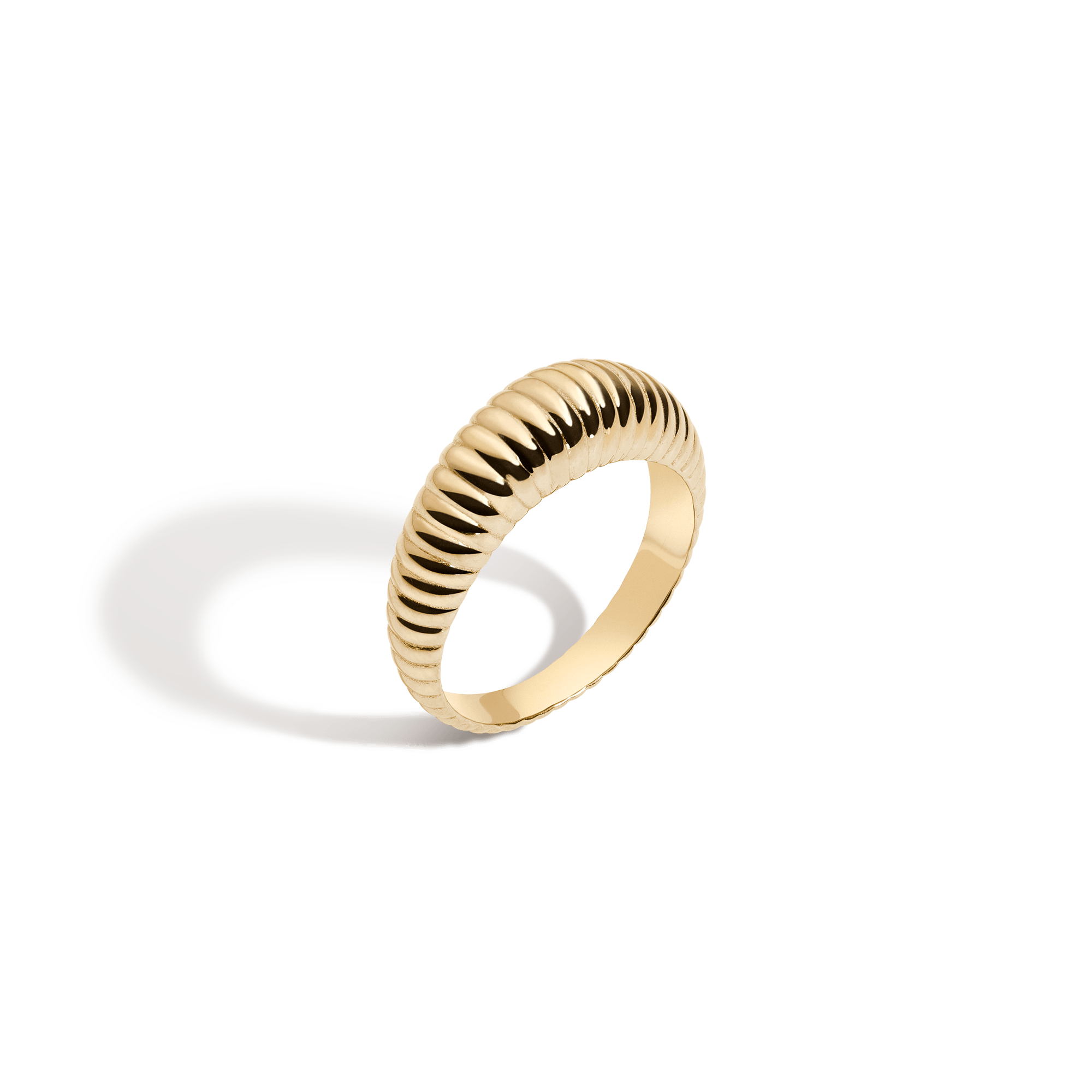 Gold Ridged Arch Ring in Yellow, Rose or White Gold