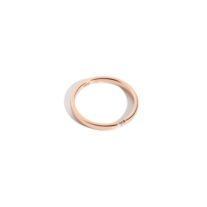 Thin Diamond Inlay Ring Rose Gold Vermeil Rose Gold 14K Rose Gold 18K