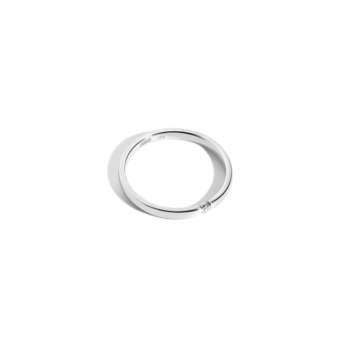 Thin Diamond Inlay Ring White Gold Vermeil White Gold 14K White Gold 18K