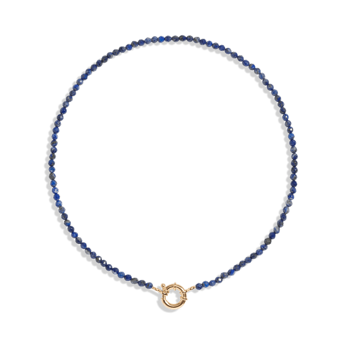 Aura Beaded Necklace Vermeil 14k Yellow Gold Rose Gold White Gold Blue Lapis 16.5in 18in