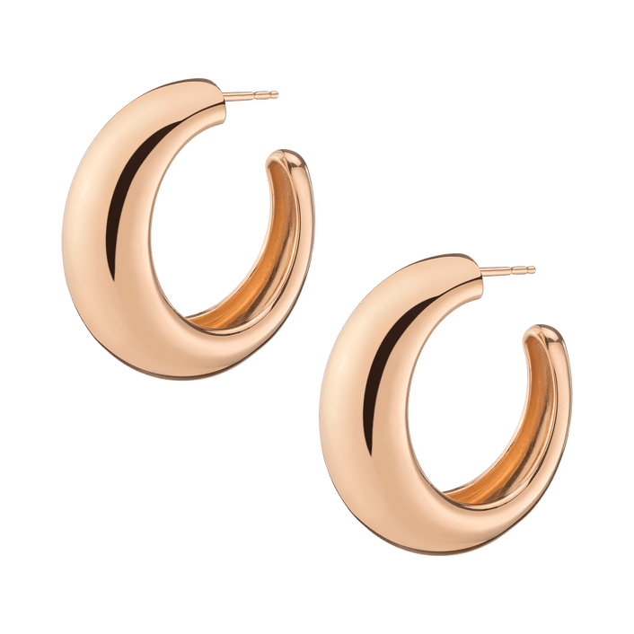 Gold Smooth Arch Hoops Large Vermeil 14K 18K Rose Gold Single Pair First