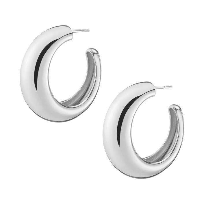 Gold Smooth Arch Hoops Large Vermeil 14K 18K White Gold Single Pair First