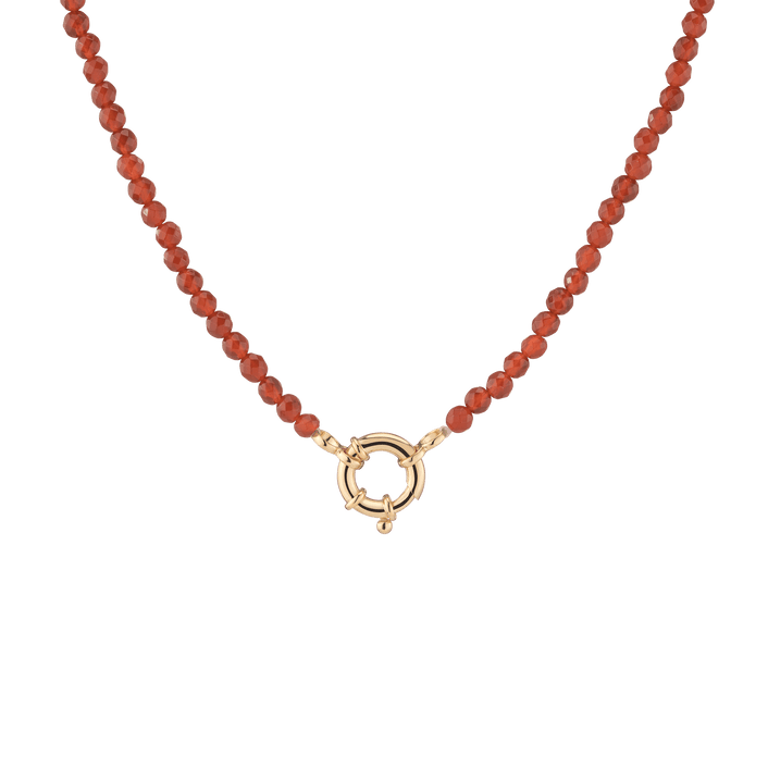 Aura Beaded Necklace Vermeil 14k Yellow Gold Rose Gold White Gold Red Carnelian 16.5in 18in  First