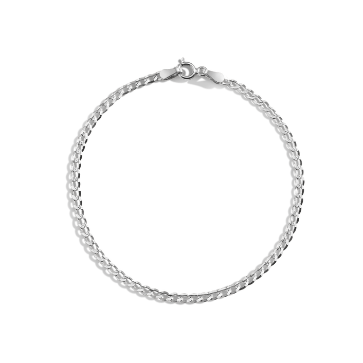 Medium Curb Chain Bracelet Vermeil 14K White Gold